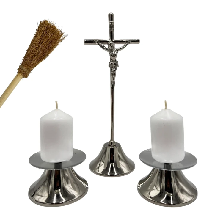 Zestaw kolędowy nowoczesny metalowy okrągły z kropidłem