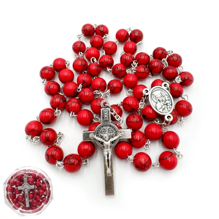 Różaniec z naturalnego koralinu