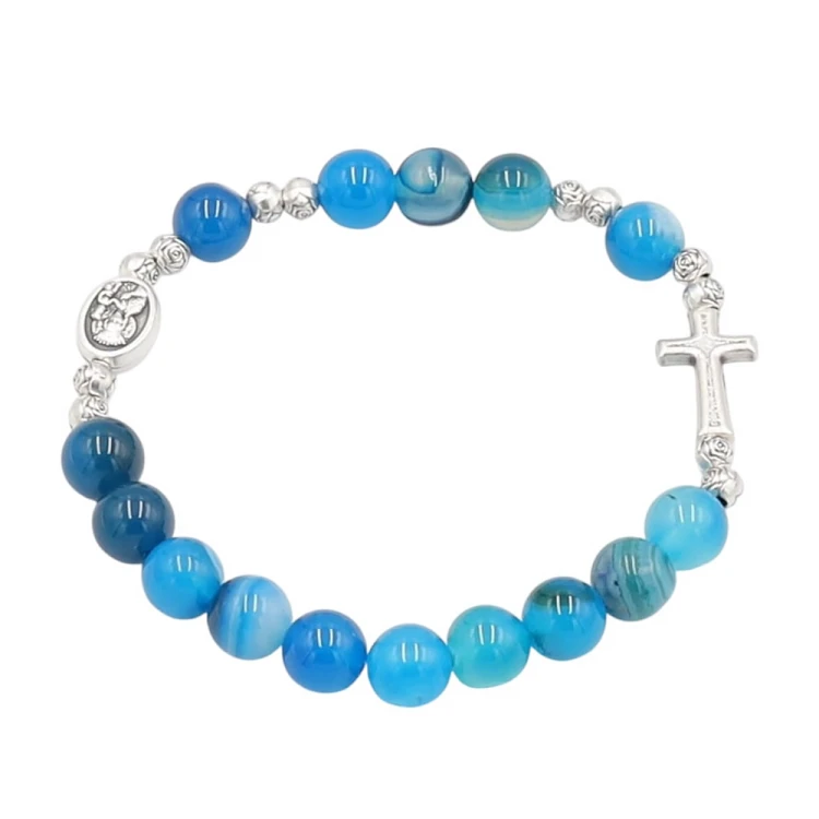 Bransoletka agat niebieski 8 mm