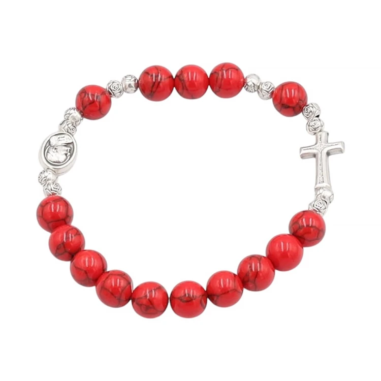 Bransoletka howlit czerwony 8 mm