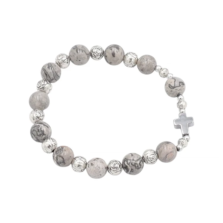 Bransoletka jaspis szary 8 mm