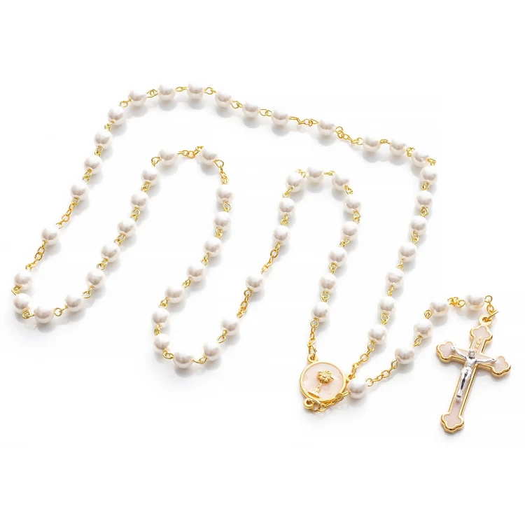 Różaniec komunijny perłowy