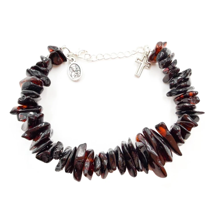 Bransoletka z bursztynu naturalnego - koniakowa