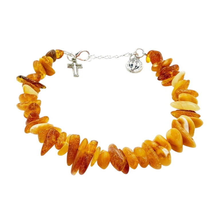 Bransoletka z bursztynu naturalnego - miodowa