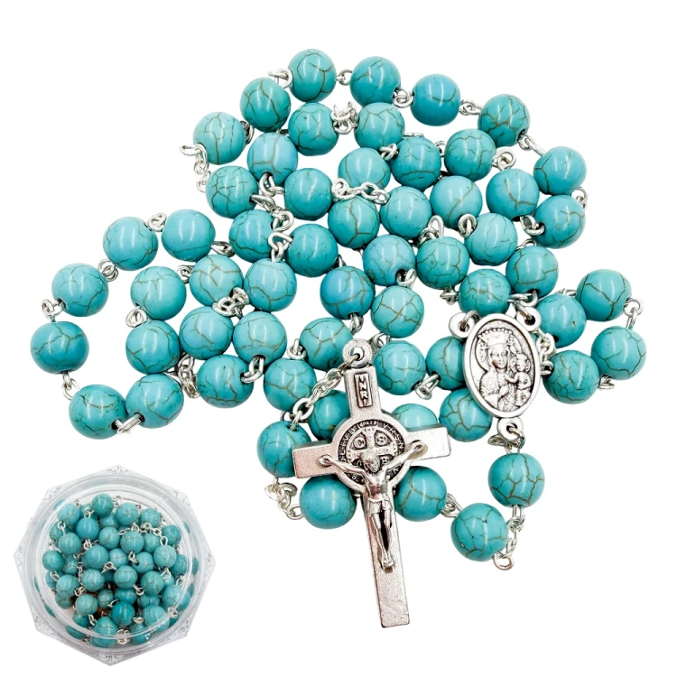 Różaniec z naturalnego turkusu