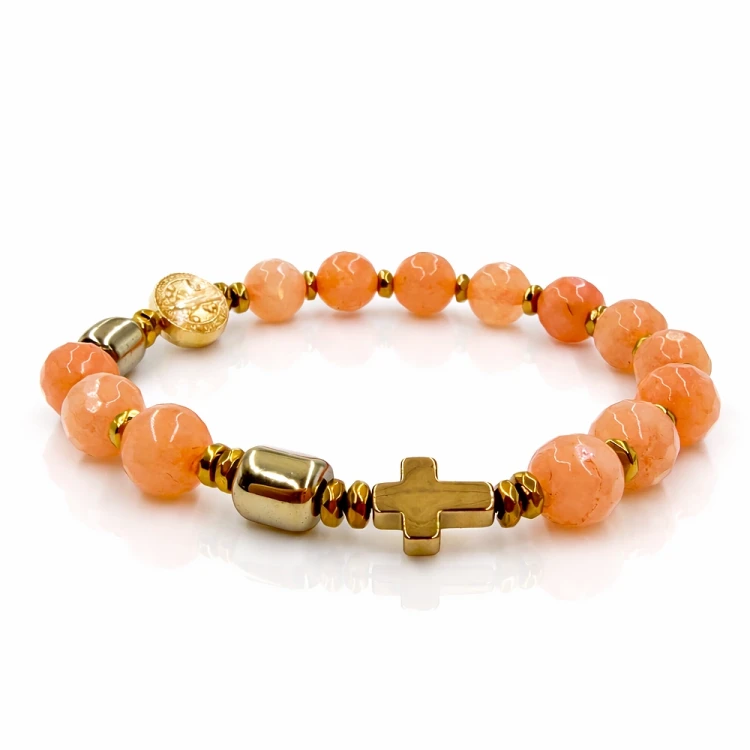 Bransoletka z agatu pomarańczowego z krzyżem