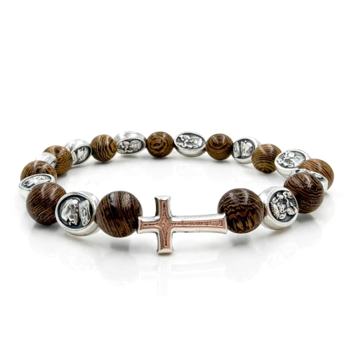 Bransoletka wenge z medalikami