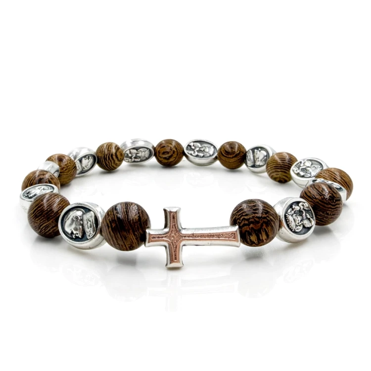 Bransoletka wenge z medalikami