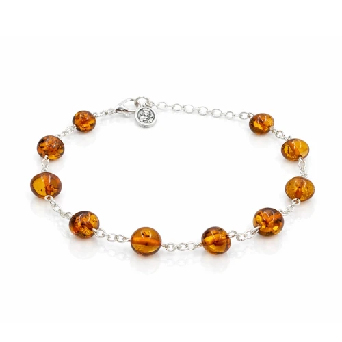 Bransoletka z bursztynu naturalnego - jasny koniak