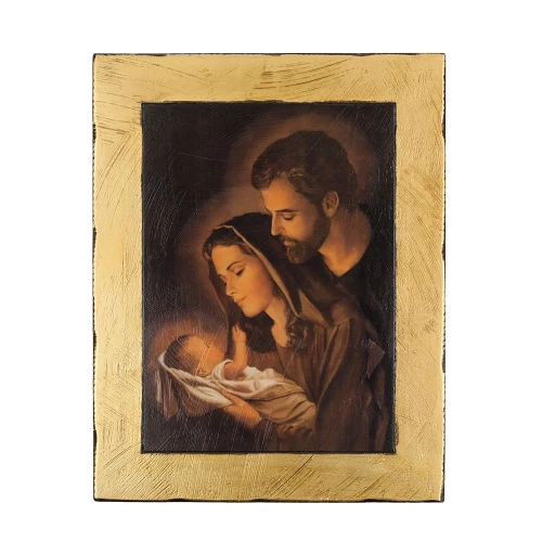 Ikona Świętej Rodziny w złotej ramie 18 x 23 cm