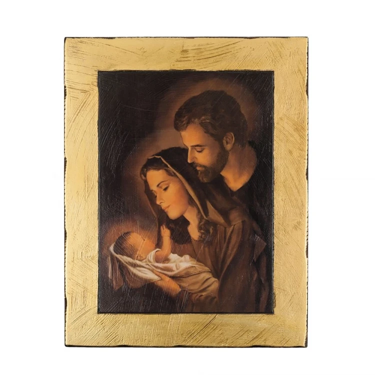 Ikona Świętej Rodziny w złotej ramie 18 x 23 cm