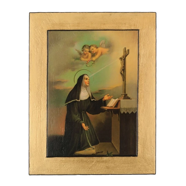 Ikona Święta Rita w złotej ramie