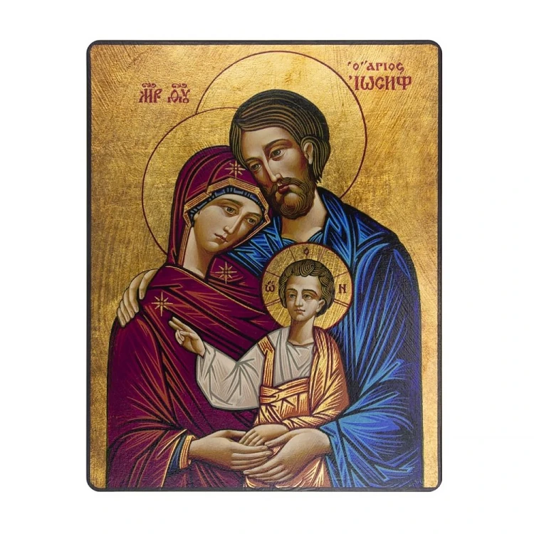 Ikona Świętej Rodziny pozłacana