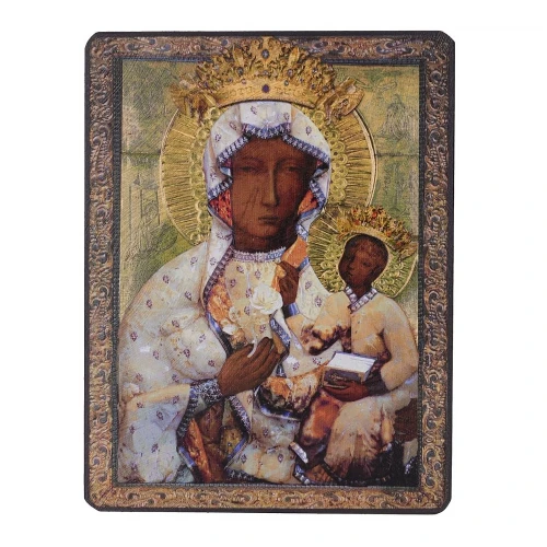 Ikona Matka Boska Częstochowska bursztynowa