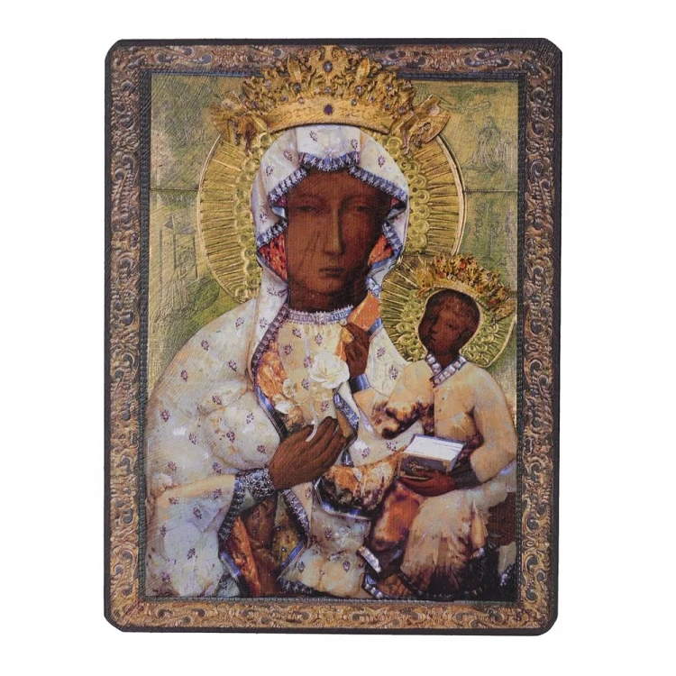 Ikona Matka Boska Częstochowska bursztynowa