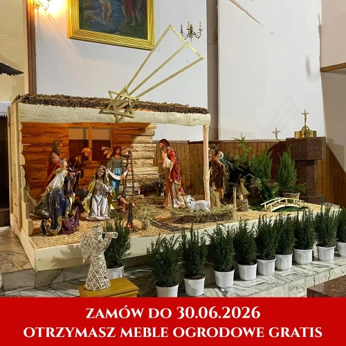 Szopka ruchoma duża z figurami - dach prosty + gratis