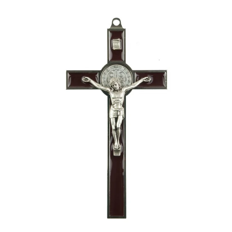 Krzyż Św. Benedykta brązowy metalowy 20 cm