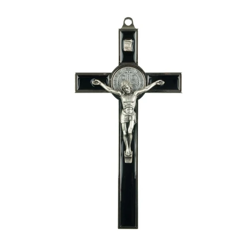 Krzyż Św. Benedykta czarny metalowy 20 cm