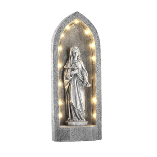 Maryja w kapliczce LED - figura podświetlana 30 cm