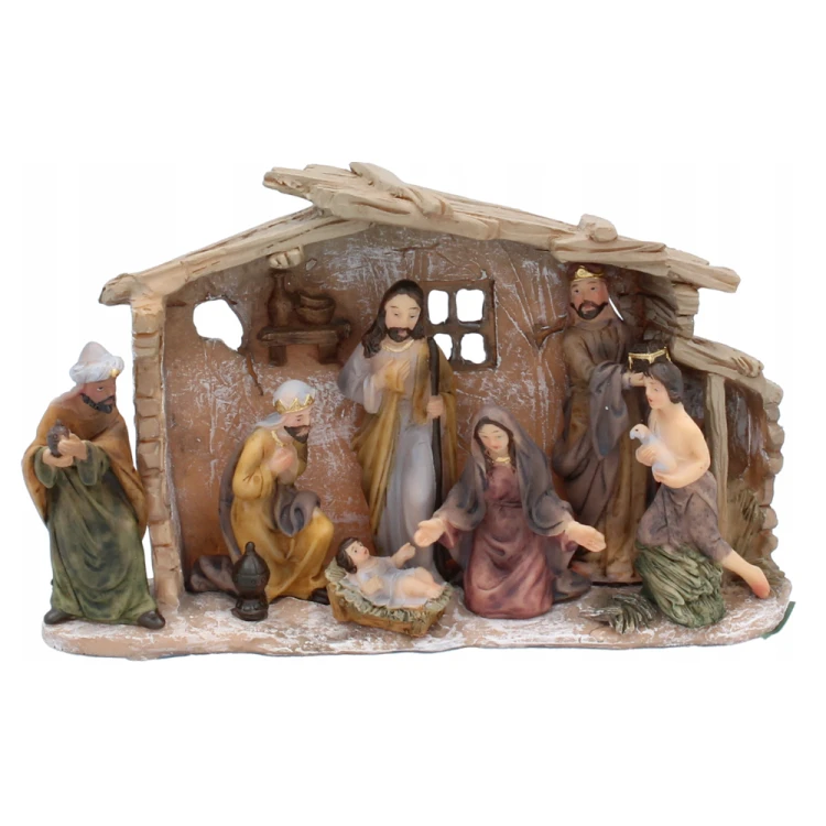 Szopka bożonarodzeniowa kamienna z figurami mała