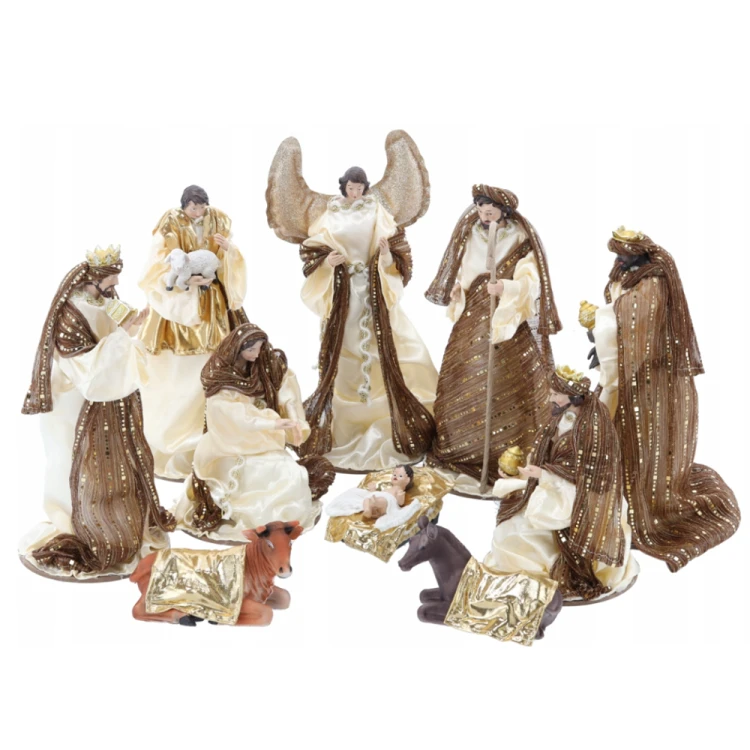 Figury do szopki 33 cm ciemne szaty - zestaw 10 figur