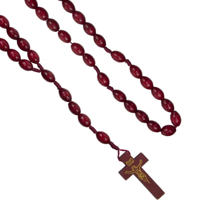 Różaniec drewniany na sznurku gruby