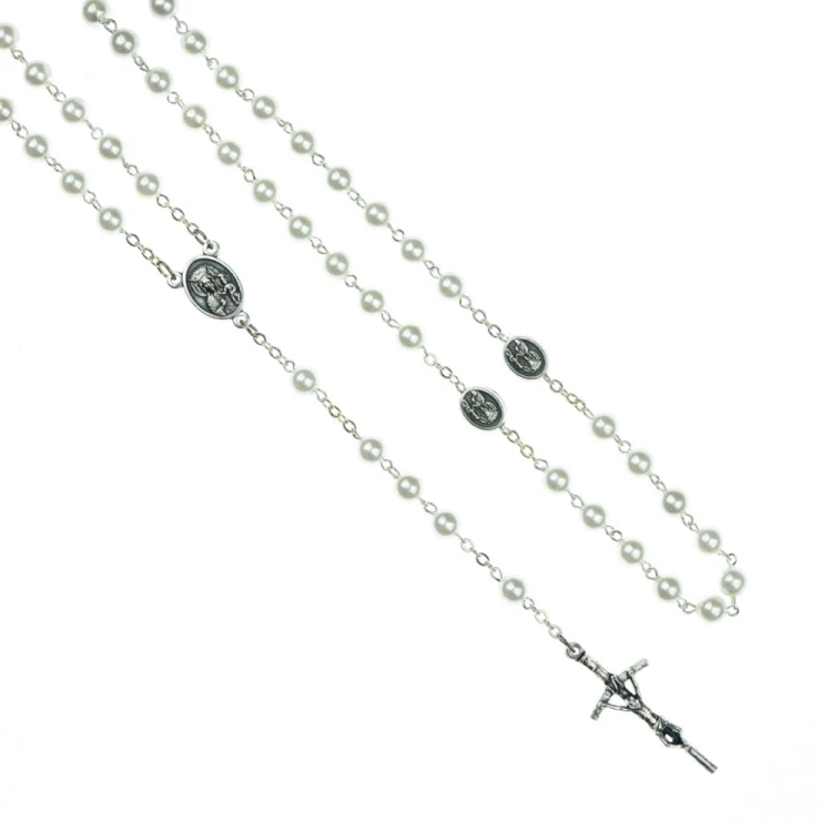 Różaniec kryształowy biała perła