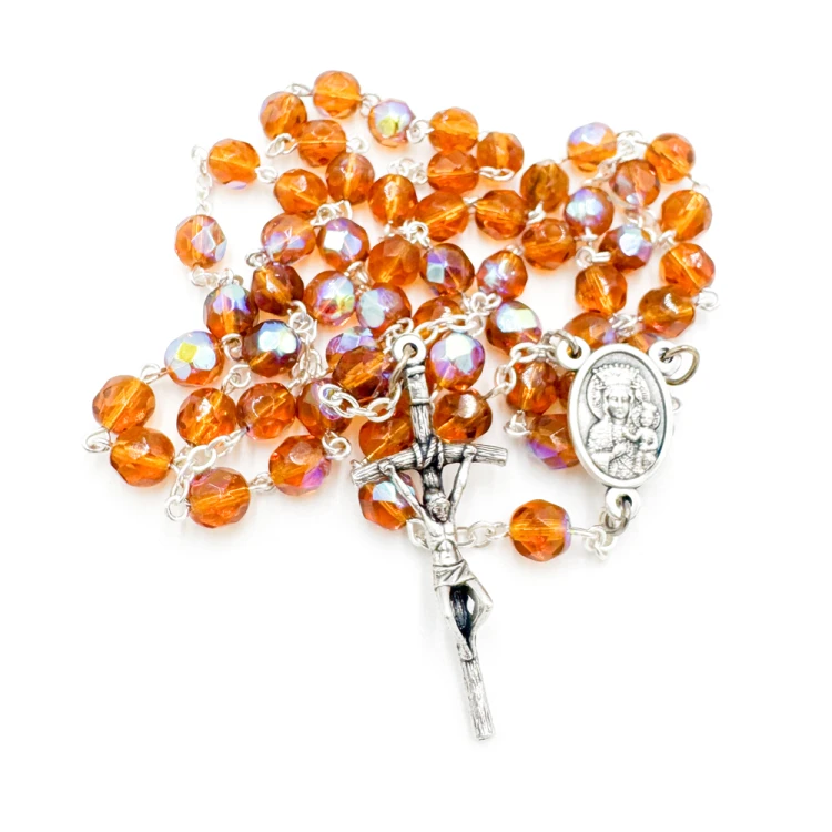 Różaniec kryształowy brązowy