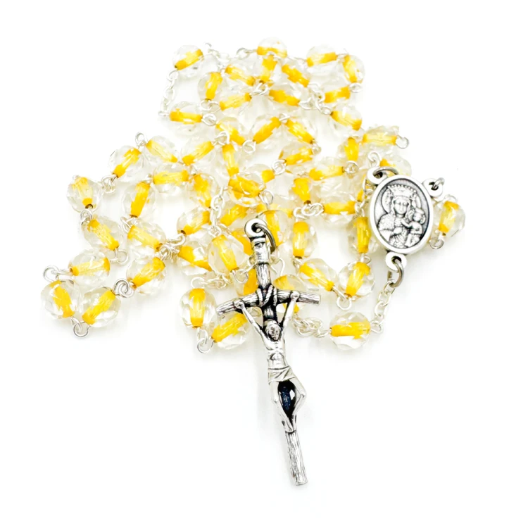 Różaniec kryształowy żółta nitka