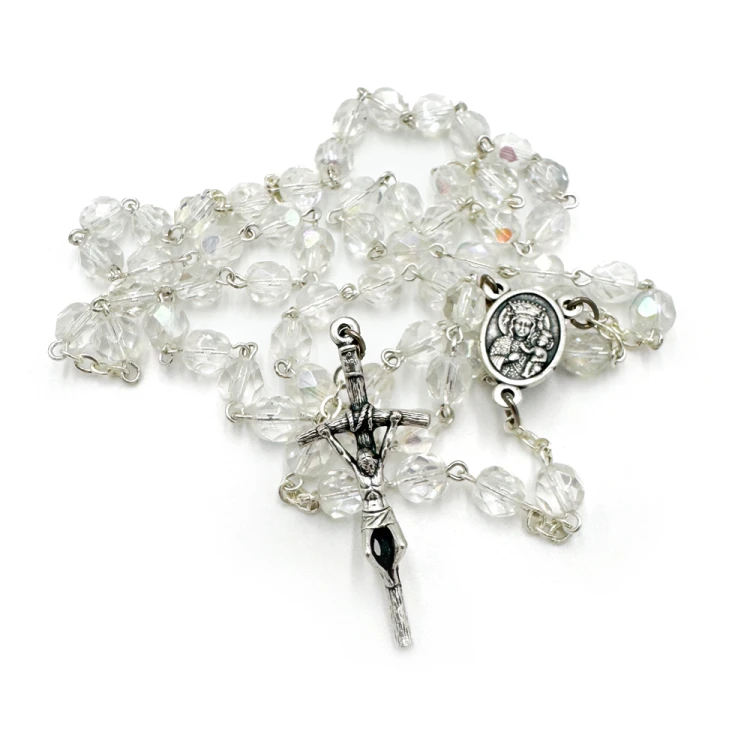 Różaniec kryształowy przezroczysta biel