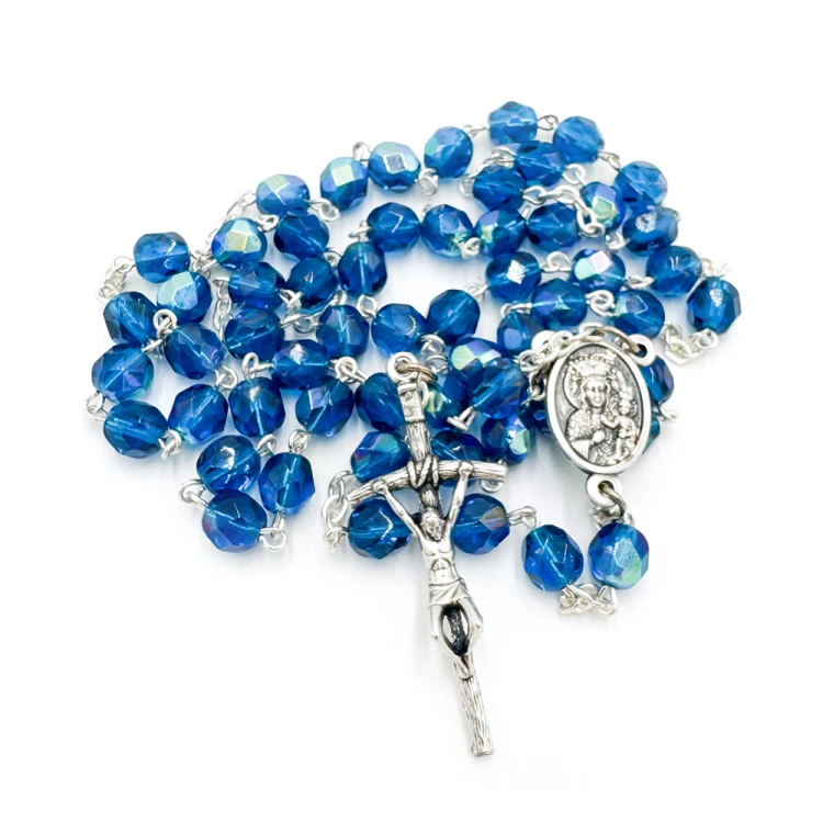 Różaniec kryształowy ciemny niebieski