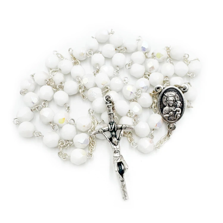 Różaniec kryształowy biały