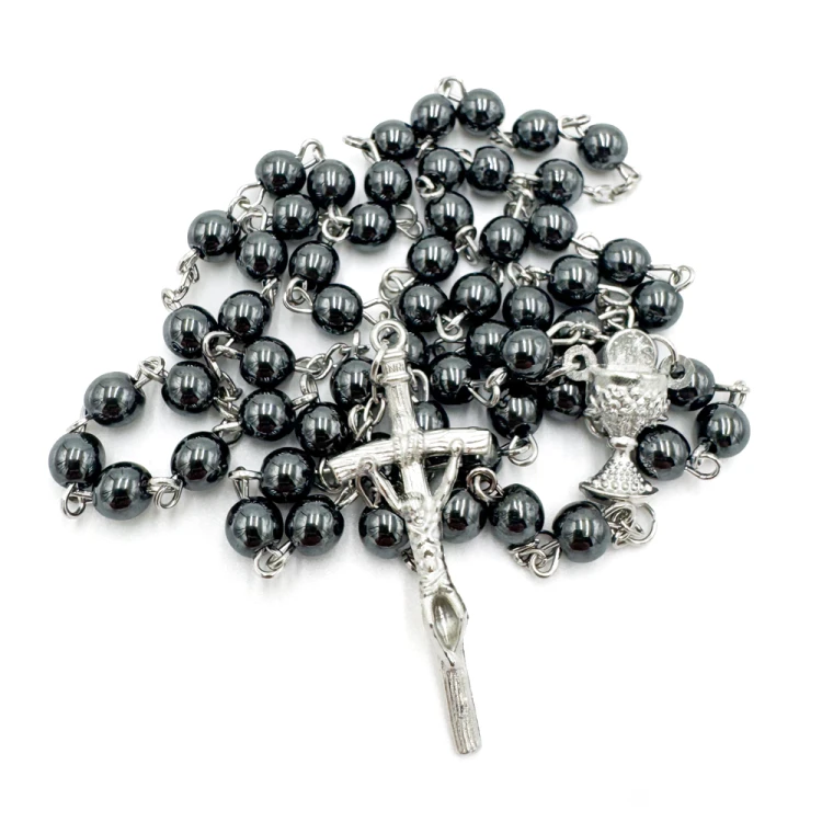 Różaniec komunijny hematyt