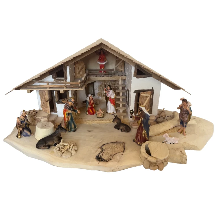 Szopka bożonarodzeniowa drewniana 90 cm - rękodzieło premium