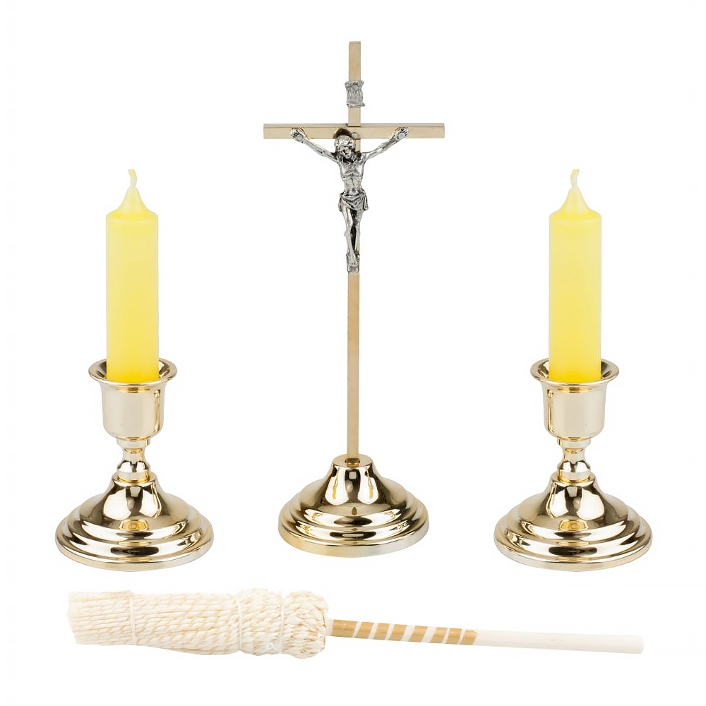 Zestaw kolędowy metalowy duży nowoczesny złoty z kropidłem